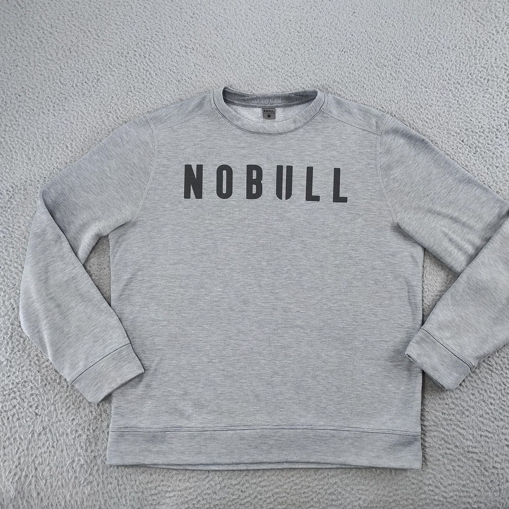 NOBULL Sweatshirt Mens Large Gray Crewneck Pullover Fleece Logo Athletic